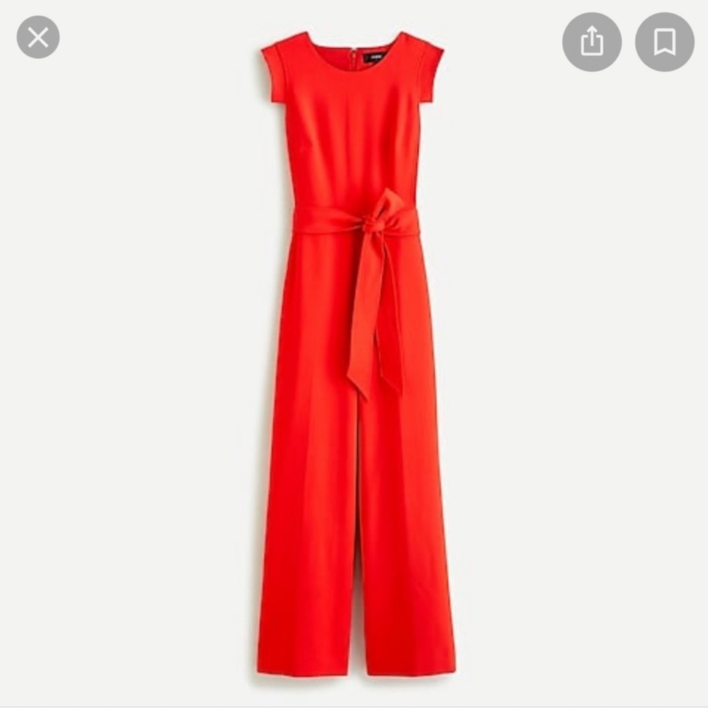 J.CREW Resume Jumpsuit in Red Stretch Crepe - Size 14 - Picture 2 of 7